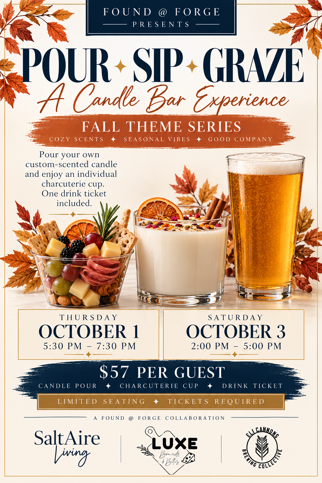 Fall Candle Pour + Graze — October 3