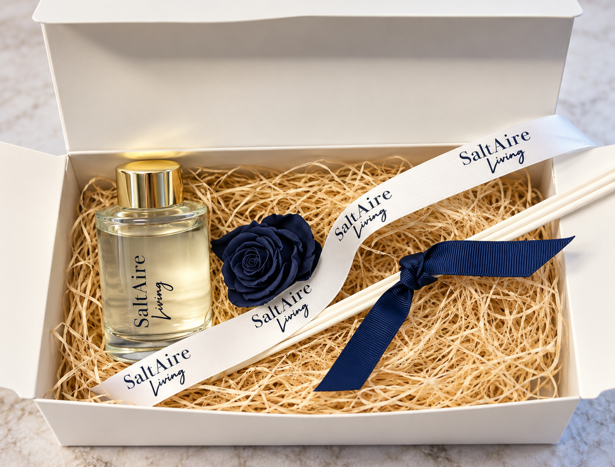 SaltAire Living reed diffuser gift box presentation